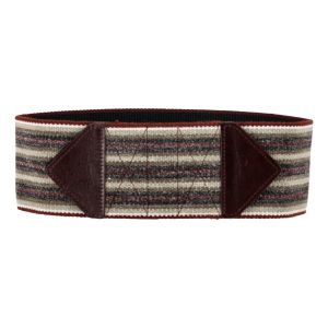 Isabel Marant Gürtel – Streifenmuster, breit, Bordeauxrot, Viskose, Leder