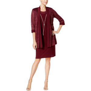 Kleid – 2, Stück, Metallic-Optik, ärmellos, Jacke, Set