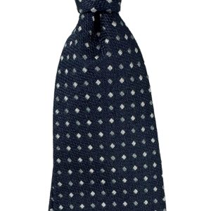 Brunello Cucinelli Herren-Krawatte – Dunkelblau, Silber, Mini, quadratisch
