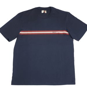 Bally Herren-T-Shirt – 6233735, Marineblau, Blau, 100%, Baumwolle, Streifenmuster, Logo, 7706099646524