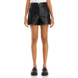 Shorts – Kunstleder, hoher Bund, leger