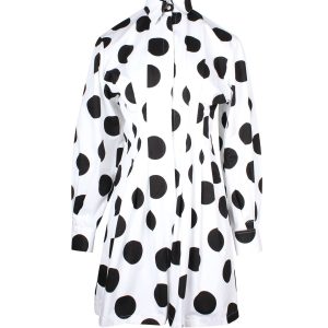 Carolina Herrera Hemd – Oversize, Punktmuster, Kleid, Weiß, Schwarz, Baumwolle, 7703678320700