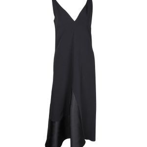 Stella McCartney Kleid – V-Ausschnitt, Midi, Schwarz, Viskose, 7748766466108