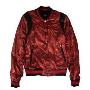 Herren – Seide – Metallic-Optik – Collegejacke – Rot