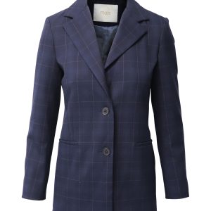 Maje Blazer – Karomuster, Jacke, Marineblau, Blau, Polyester