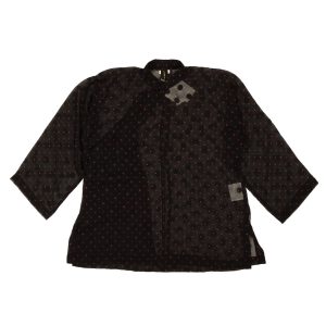 Bluse – Schwarz, Rot, Punktmuster, Seide