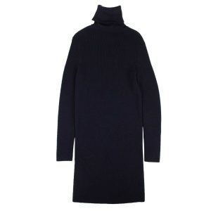 Kleid – Marineblau, Blau, Wolle, Rollkragen