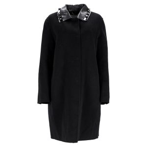 Fendi Mantel – mit Nieten, einreihig, Schwarz, Wolle, 7833156550716