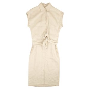 Hemd – Beige, mit Knopfleiste, ärmellos, Kleid