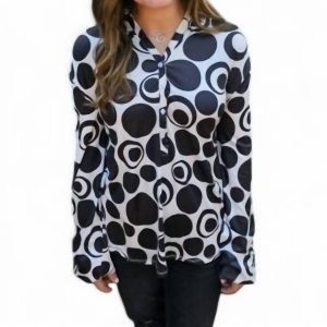 Pullover – Punktmuster, Top, Schwarz, Weiß