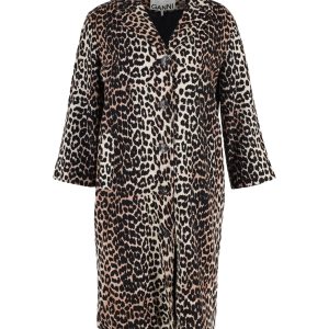 Ganni Mantel – Leopardenmuster, Tiermuster, Wolle