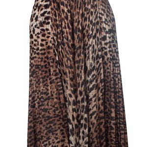 Rock – Leopardenmuster, Seide, plissiert, Midi, 7833166544956