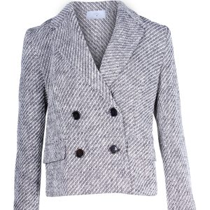 Boss Zweireihiger Blazer – Schwarz, Weiß, Polyester, Wollmischung, 7748633985084