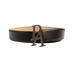 Gürtel – Schwarz, Leder, Logo