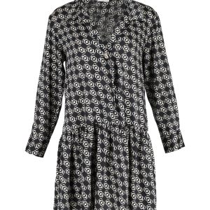 Sandro Hemd – bedruckt, Mini, Kleid, Schwarz, Seide, 7748784947260