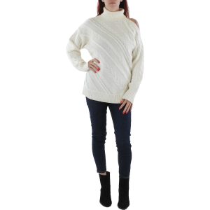 Pullover – Zopfstrick, Schulter-Cut-outs, Wollmischung, Rollkragen