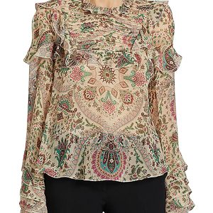 Damen-Bluse – Seide, gerüscht
