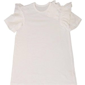 Kinder-T-Shirt – Rüschen, Kurzarm, Kleid, Weiß