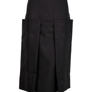 Celine Rock – plissiert, Schwarz, Wolle, 7703687692348
