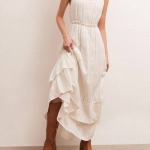 Kleid – Rosa, Maxi, Weiß