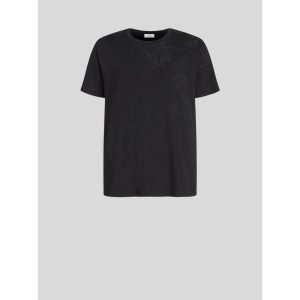 T-Shirt – Blumenmuster, mit Stickerei