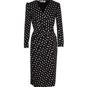Celine Kleid – Punktmuster, bedruckt, Midi, Schwarz, Viskose