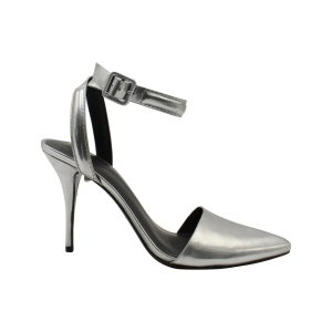Alexander Wang Pumps – Knöchelriemen, Metallic-Optik, Silber, Lackleder, 7703706468412