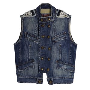 Weste – Dsquared2, zweireihig, Denim, Blau, Baumwolle