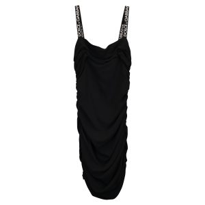 Dolce & Gabbana Kleid – gerafft, Mini, Schwarz, Baumwolle, 7733831729212
