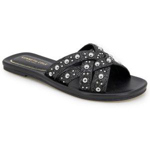 Pantoletten – Kunstleder, mit Nieten, Sandalen