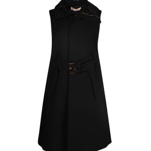 Marni Mantel – ärmellos, Schwarz, Wolle, 7703680385084