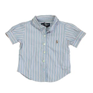 Ralph Lauren Mädchen-Bluse – Blau, Rosa, Streifenmuster, 7805877649468