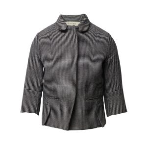 Marni Jacke – Hahnentrittmuster, kurz, Schwarz, Wolle