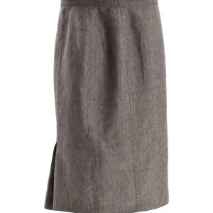 Max Mara Rock – Midi, Grau, Leinen, 7766688628796