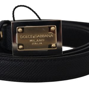 Dolce & Gabbana Damen-Gürtel – Kalbsleder, Metall, quadratisch, Schnalle, 7732443578428