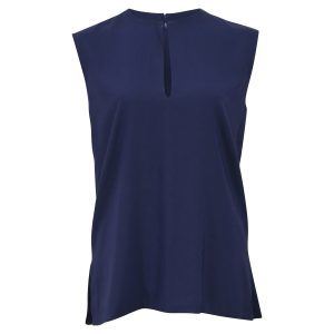 Celine Bluse – ärmellos, Marineblau, Blau, Seide