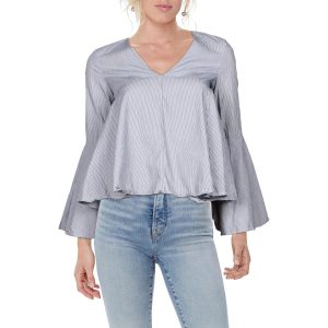 Bluse – Streifenmuster, V-Ausschnitt