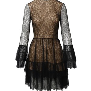 Michael Kors Kleid – mit Spitze, Schwarz, Viskose