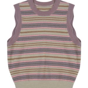 Kinder-Weste – Streifenmuster, gestrickt, Lila