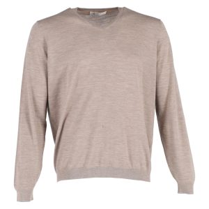 Brunello Cucinelli Pullover – V-Ausschnitt, Beige, Kaschmir, 7748918313020