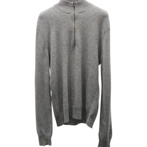 Theory Pullover – halber Reißverschluss, Grau, Kaschmir, 7766514040892