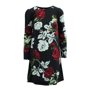 Dolce & Gabbana Kleid – Blumenmuster, Schwarz, Viskose, 7703690838076