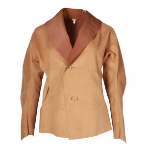 Issey Miyake Jacke – einreihig, Beige, Polyester, 7703677829180