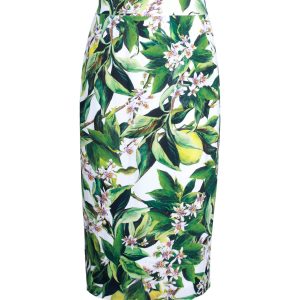 Dolce & Gabbana Rock – Blumenmuster, Midi, Weiß, Viskose, 7703692083260