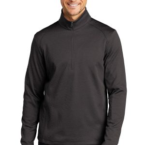 Port Authority Herren-Pullover – mit Diamanten, meliert, Fleece, 1/4, Reißverschluss, F248