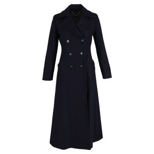 Max Mara Mantel – zweireihig, ausgestellt, Marineblau, Blau, Wolle, 7833196724284