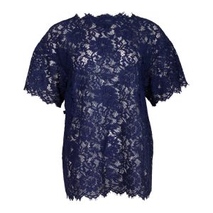 Valentino Top – mit Spitze, Marineblau, Blau, Baumwolle, 7703681433660