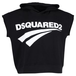 Kapuzenpullover – Dsquared2, ärmellos, Schwarz, Baumwolle, 7748916969532