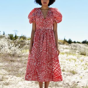 Kleid – Rot, Vichykaro, Taft, Midi