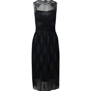 Boss Kleid – ärmellos, mit Stickerei, Tüll, Schwarz, Polyester